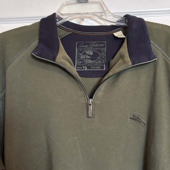 Tommy Bahama men’s green quarter zip Pima cotton sweater size large - Picture 2 of 9